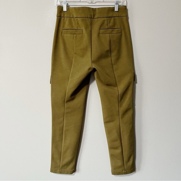 By Anthropologie The Essential Slim Knit Cargo Pants Olive Green Trousers Sz 4 - Picture 10 of 14